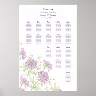 Póster Gráfico de Asientos de Boda de Rosa Púrpura Lavand