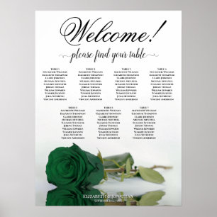 Póster Gráfico de Asientos de Boda de Rosa Verde Esmerald