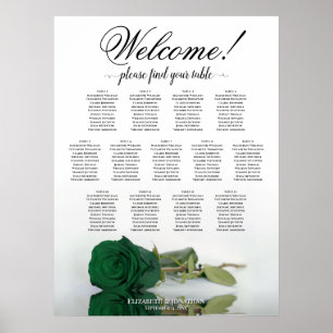Póster Gráfico de Asientos de Boda de Rosa Verde Esmerald
