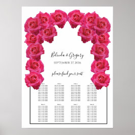 Póster Gráfico de Asientos de Boda de Rosas Rosadas Rústi