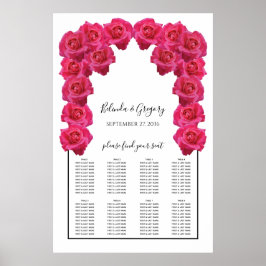 Póster Gráfico de Asientos de Boda de Rosas Rosadas Rústi