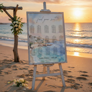 Póster Gráfico de Asientos de Boda de Santorini