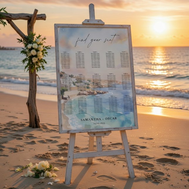 Póster Gráfico de Asientos de Boda de Santorini (Subido por el creador)