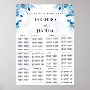 Póster Gráfico de asientos de boda de verano de flores el