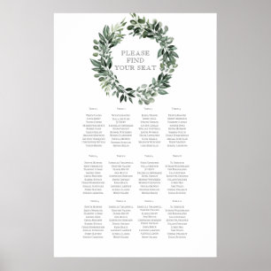 Póster Gráfico de asientos de Boda de verano rústico