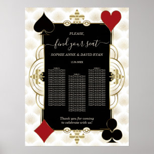 Póster Gráfico de Asientos de Boda del Casino Glam Gold V