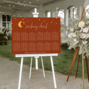 Póster Gráfico de Asientos de Boda del Sol y Luna Celesti