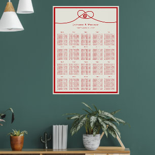 Póster Gráfico de Asientos de Boda Doble Felicidad Nudo R