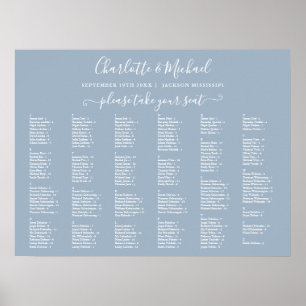 Póster Gráfico de Asientos de Boda Dusty Blue 200 Nombres