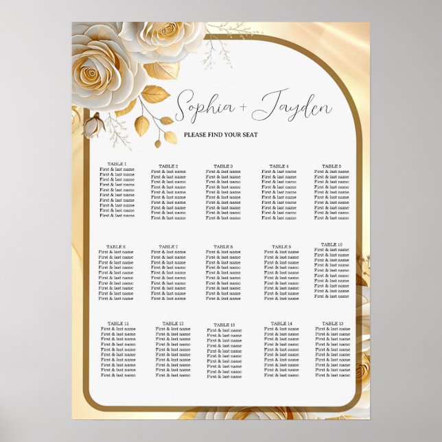 Póster Gráfico de Asientos de Boda Elegante (Frente)