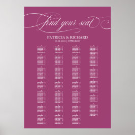 Póster Gráfico de Asientos de Boda Elegante Alfabético Ca