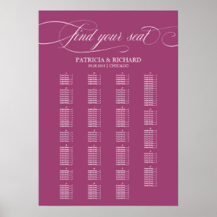 Póster Gráfico de Asientos de Boda Elegante Alfabético Ca