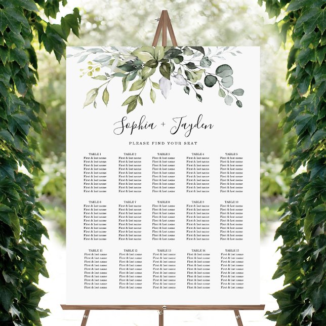 Póster Gráfico de Asientos de Boda Elegante Dusty Blue Gr (Subido por el creador)