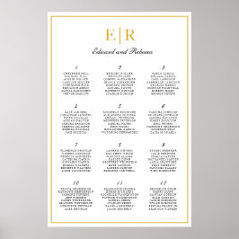 Póster Gráfico de Asientos de Boda Elegante Monograma Dor