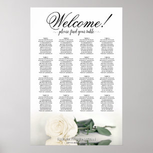 Póster Gráfico de Asientos de Boda Elegante Rosa Blanca 1
