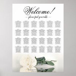 Póster Gráfico de Asientos de Boda Elegante Rosa Blanca d