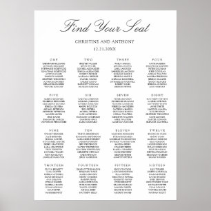 Póster Gráfico de Asientos de Boda en Blanco y Negro Dine