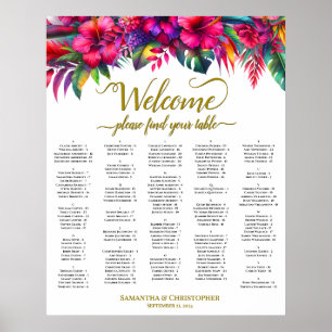 Póster Gráfico de Asientos de Boda en Jardín Tropical Alf