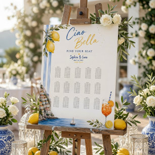Póster Gráfico de Asientos de Boda en la Costa Amalfitana