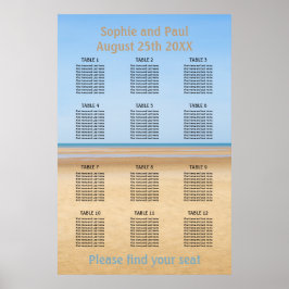 Póster Gráfico de Asientos de Boda en la Playa con 12 Mes
