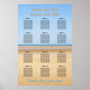 Póster Gráfico de Asientos de Boda en la Playa con 12 Mes