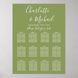 Póster Gráfico de Asientos de Boda en Letra Script Verde 
