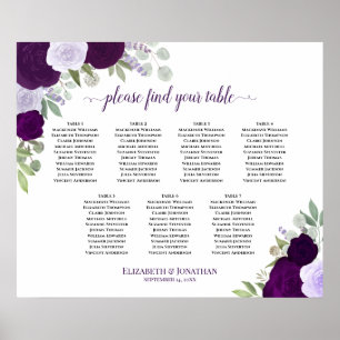 Póster Gráfico de Asientos de Boda en Mesa con Elegantes