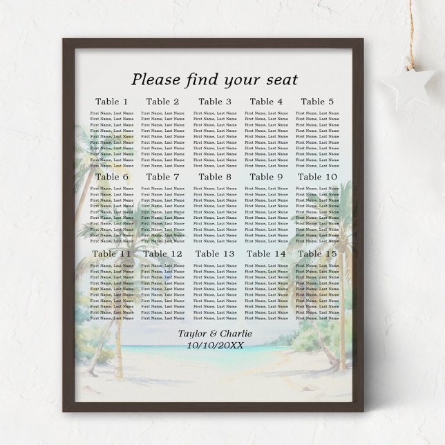 Póster Gráfico de Asientos de Boda en Playa Tropical para (Subido por el creador)