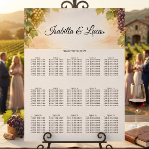 Póster Gráfico de Asientos de Boda en Viñedo de Napa Vall