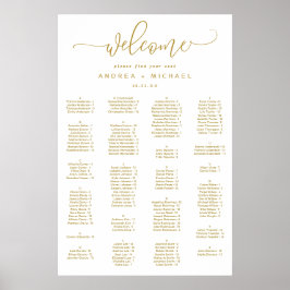 Póster Gráfico de Asientos de Boda Escritura Dorada Salta