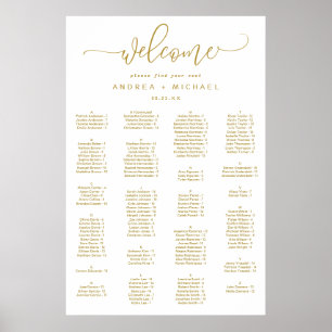 Póster Gráfico de Asientos de Boda Escritura Dorada Salta