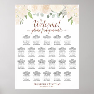 Póster Gráfico de Asientos de Boda Floral Beige Melocotón