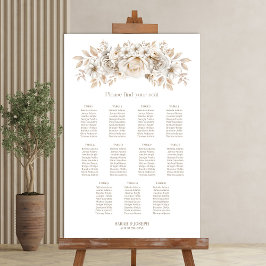 Póster Gráfico de Asientos de Boda Floral Blanco 11 Mesas