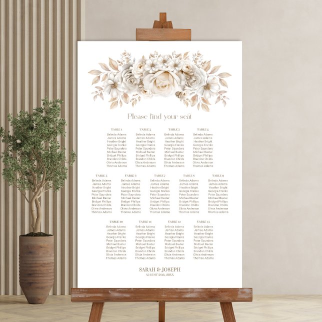 Póster Gráfico de Asientos de Boda Floral Blanco de 13 Me (Subido por el creador)