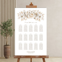 Póster Gráfico de Asientos de Boda Floral Blanco de 15 Me