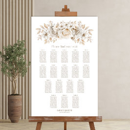 Póster Gráfico de Asientos de Boda Floral Blanco de 17 Me