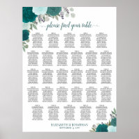 Gráfico de Asientos de Boda Floral Boho Verde Azul