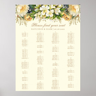 Póster Gráfico de Asientos de Boda Floral Crema Vintage E
