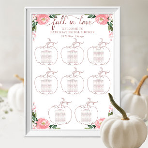 Póster Gráfico de Asientos de Boda Floral de Calabaza de