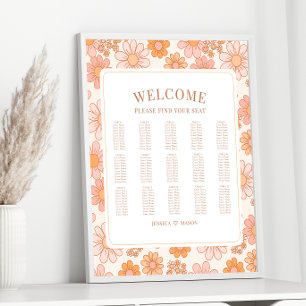 Póster Gráfico de Asientos de Boda Floral de Margarita Na