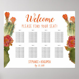Póster Gráfico de Asientos de Boda Floral de Mesa Cactus 