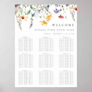 Póster Gráfico de Asientos de Boda Floral de Primavera Co