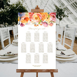 Póster Gráfico de Asientos de Boda Floral de Primavera de