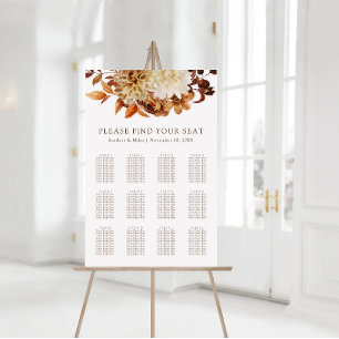 Póster Gráfico de Asientos de Boda Floral de Terracota de