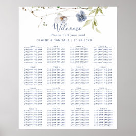 Póster Gráfico de Asientos de Boda Floral del Bosque Salv