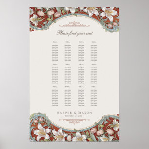Póster Gráfico de Asientos de Boda Floral Elegancia de Ja