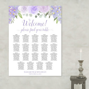 Póster Gráfico de Asientos de Boda Floral Lavanda de 19 M