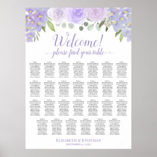 Póster Gráfico de Asientos de Boda Floral Lavanda de 27 M