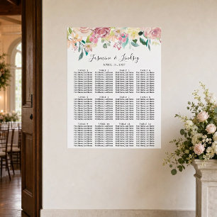 Póster Gráfico de Asientos de Boda Floral Pastel