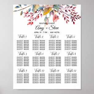 Póster Gráfico de Asientos de Boda Floral Rosa Blush